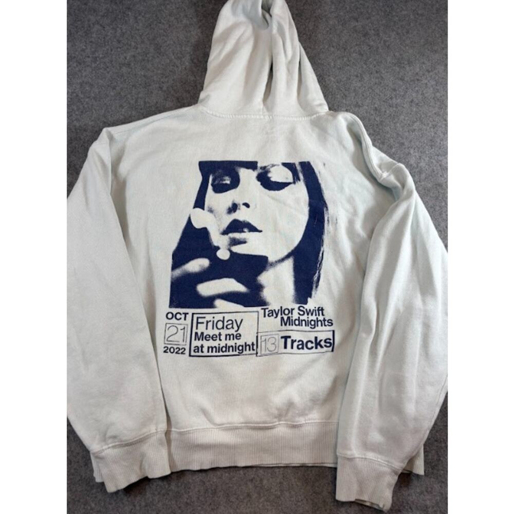 Taylor Swift Midnights Meet Me At Midnight Hoodie Men XL White Music Album Merch